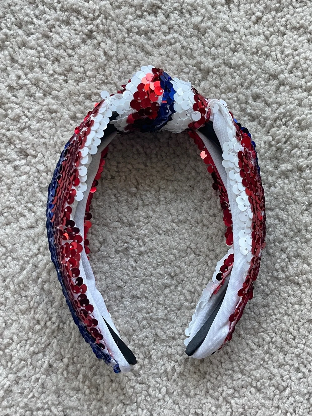 Sequin Knotted Headband in Red White & Blue - Patriotic USA Fourth of July